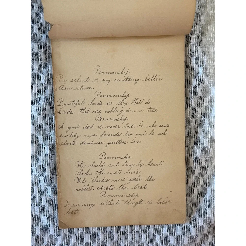 Antique 1875 Monte Cristo Notebook Willie Baker Handwritten Penmanship Sketches